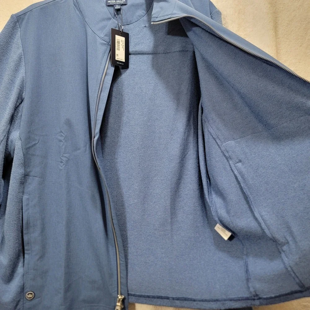 NEW Peter Millar Solstice Performance Hybrid Full-Zip Cardigan OceanBlue Mens XL